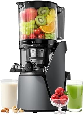 EanOruus Juicer Machines, 3-in-1 Cold Press Juicer with 6.5" Extra Large Chute, 100oz Large Capacity, AC Motor, Makes Juice, Nut Milk & Sorbet, Premium Gray