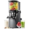 EanOruus Juicer Machines, 3-in-1 Cold Press Juicer with 6.5″ Extra Large Chute, 100oz Large Capacity, AC Motor, Makes Juice, Nut Milk & Sorbet, Premium Gray