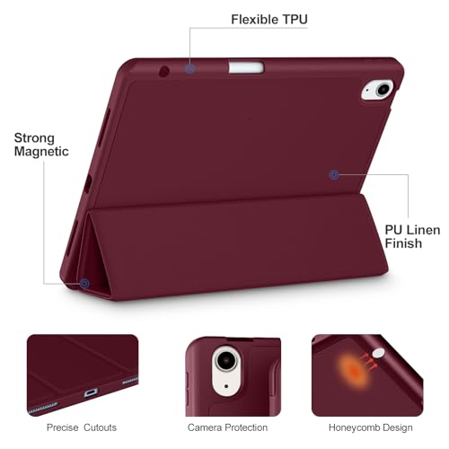 Image of Akkerds for iPad Air 11 Inch Case M4 /M3 /M2, Air 5th /4th Gen 10.9, WineRed