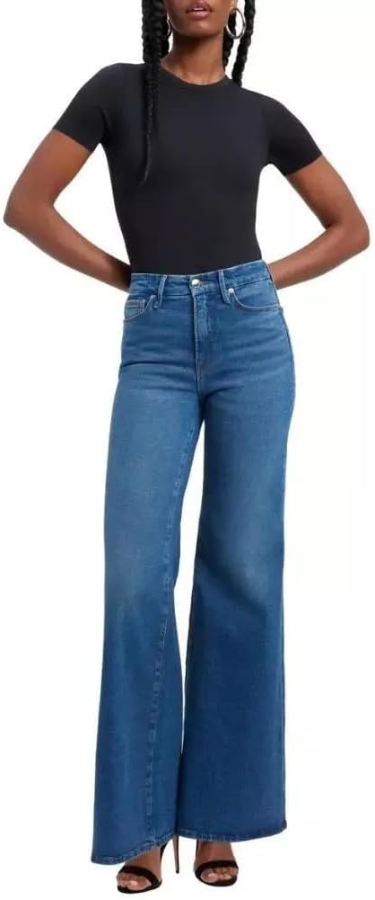 Good American Good Waist Palazzo Wide Leg Jeans in Blue Size 8/29