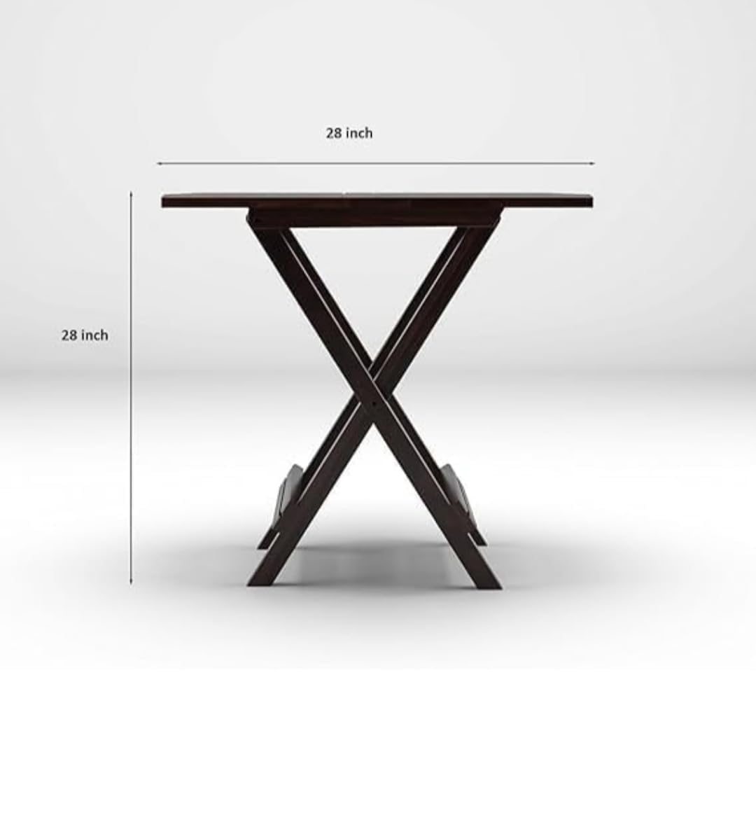 Nandrak Decor Sheesham Wooden Foldable Medium Size Dining for Coffee Table & Stool β Compact Furniture for Home,Office,Garden,Outdoor,Living Room Standard & Stylish Multi-(WalnutFinish) (Black) 1
