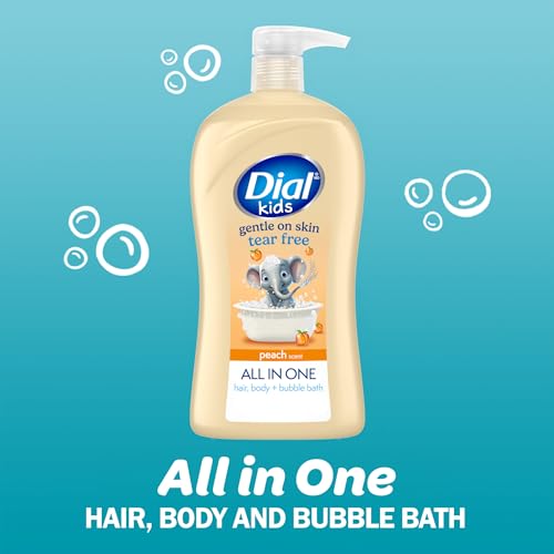 Dial Kids All-in-1 Body + Hair + Bubble Bath, Peach Scent, 32 Fl Oz, Hypoallergenic Body Wash & Shampoo, No Tears Formula for Kids 2+ Years, No Parabens & Silicones - image 2
