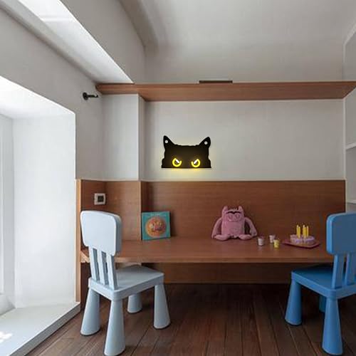 Image of GGK Black Cat Neon Sign, Dimmable LED Wall Decor, USB Powered Night Light for Bedroom, Dorm, Home Decor