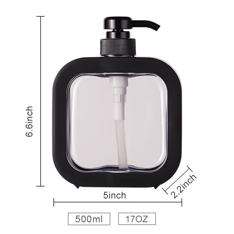 Image of Hand Soap Dispenser for Bathroom, Modern Dish Soap Dispenser for Kitchen Sink, Liquid Soap Container with Pump, Clear Plastic Soap Pump Bottles (2 Packs,17oz, Black)