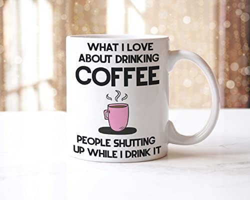 Juego de posavasos con texto en inglés «What I Love About Coffee»