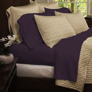 Bamboo Comfort Sheet Set - King Size 4pc Set -Wrinkle Free - Eco Friendly (King, Purple)