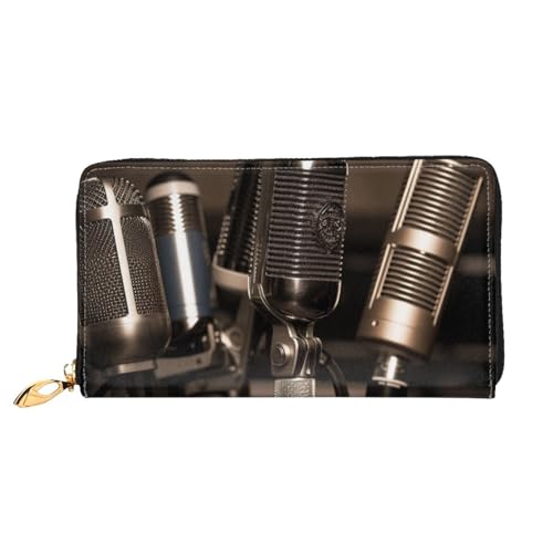 Portefeuille en cuir imprimé microphones pour rythmer vos journées avec élégance et sécurité