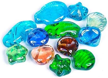 ARSUK 12 Ciottoli Decorativi in Vetro – Forme Miscelate, Colori Assortiti (250 g), Pietre Decorative per Vasi, Acquario, Fai-da-Te e Decorazioni per la Casa