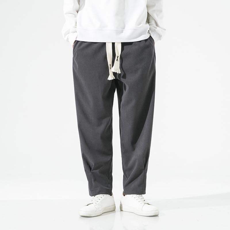 GUOYUXIAO Men's Pants Autumn Winter Casual Pants Drawstring Loose Thin Trouser4