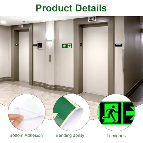 8 Stück Notausgangsschild Nachleuchtend Selbstklebend Fluchtwegschilder PVC Notausgang Schild Fluchtwegschilder Nachleuchtend Hochwertiges Notausgangsschild (300x150mm)