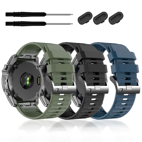 Image of Silicone Band for Garmin Enduro 3 2 /Fenix 8 pro /tactix 8 AMOLED 51mm /Fenix 7X /6X pro sapphire solar /5X plus, 26mm Quickfit Sprot Watch Strap Replacement for Descent Mk2i /3i /epix Pro /quatix 8 51mm