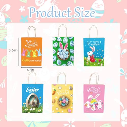 6 Stück Ostertüten mit Henkel,22*16*8CM Ostertüten zum Befüllen Geschenktüten Ostern Papiertüten mit Ostereier Hasen Geschenkpapier Ostern für Kinder zum Verpacken von Geschenken,Osterkörbchen zum Bef