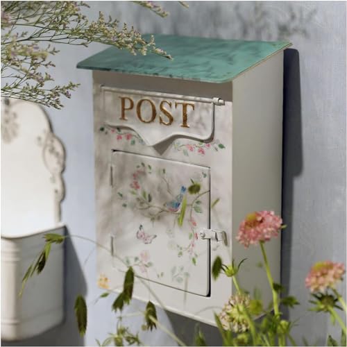 Boîte aux lettres en fer forgé haut de gamme et ornements floraux patinés à la main