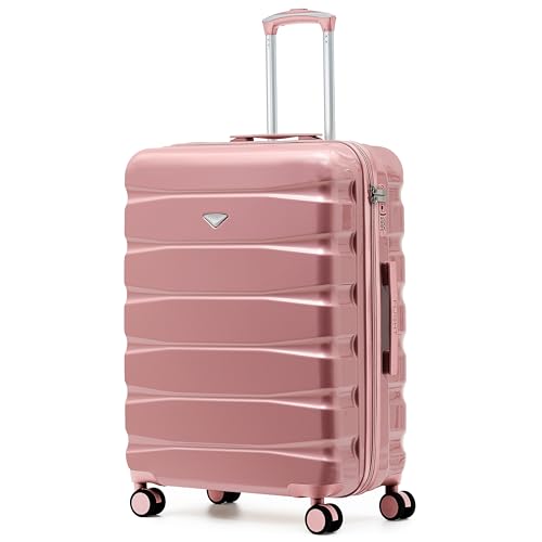 Flight Knight Lightweight 4 Wheel ABS Hard Case Medium Suitcase Approved for Over 100 Airlines Including easyJet, British Airways, Ryanair, Jet2, Emirates & Many More - Check-in Large Size 25"