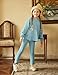 Arshiner Kids Light Blue Sweatshirts Set 2 Piece Outfits Rib-Knit Sweatsuits Cute Pullover Sweatshirt and Sweatpants