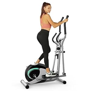 THERUN Cross Trainer for Home Use, Magnetic Hyper-Quiet Compact Elliptical Machine w/ 8 Levels Adjustable Resistance, 6KG Flywheel, Pulse Sensor, LCD Monitor, Bottle Holder
