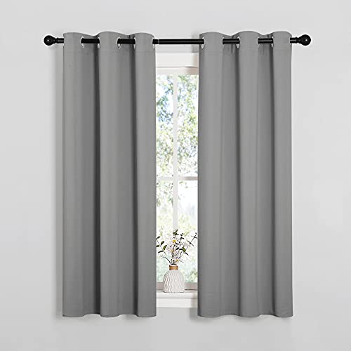 Image of NICETOWN Bedroom Curtains Blackout Drapery Panels, Three Pass Microfiber Thermal Insulated Solid Ring Top Blackout Window Curtains /Drapes (Two Panels, 34 x 54 inches, Silver Grey)