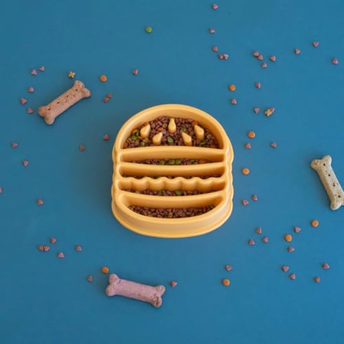 ZippyPaws Happy Bowl - Slow Feeder Dog & Puppy Bowl, Interactive Puzzle Feeder for Small, Medium, & Large Dogs, Up to 10x Slower Eating, Non Slip Base, Holds 4 Cups - Hamburger by ZippyPaws - Used condition - Image 3