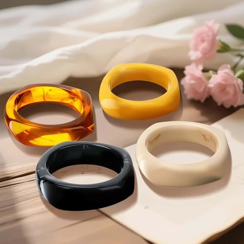 Chunky Colorful Square Acrylic Resin Bangle Bracelets for Women - Geometric Irregular Wide Wristbands, Vibrant Multicolor Chunky Bangles Jewelry with Modern Design3