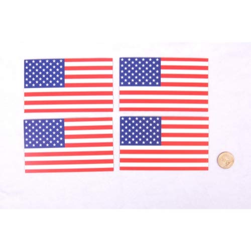 Magnet Me Up American Flag Magnet Decal, 3x5 Inches, 4 Pack, Red, White and Blue, Heavy Duty Automotive Magnet for Car Truck SUV