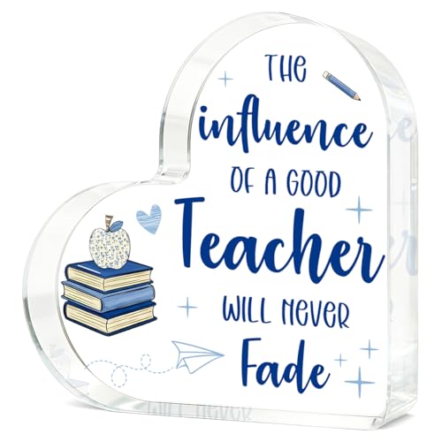 Teacher Appreciation Gifts Teacher Gifts for Women Men Acrylic Heart Gift 4×4 Inch for Birthday Christmas Teachers Retirement Graduation Gift for Desk Home Office Decor B09