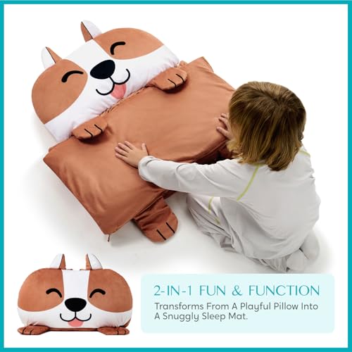 JOIEDOMI Hund 60\ x 39\ Schlafsack für Kopfkissen Reißverschluss mit Kissen und Decke–Kinder ab 3 Jahren – Kinderschlafsack – für Jungen und Mädchen im Kindergarten