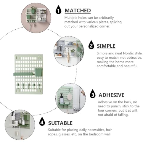 Soporte de pared para cocina y baño LABRIMP estante rectangular multifuncional con ganchos 4