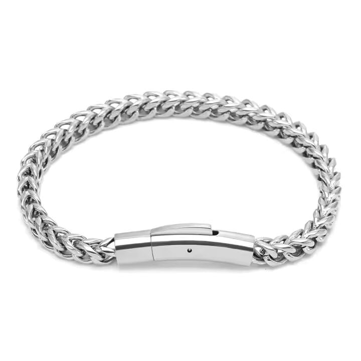 Image of Fashion Frill Stylish Bracelet For Man Silver Wheat Stainless Steel Chain Bracelet For Men Specially Made For Man