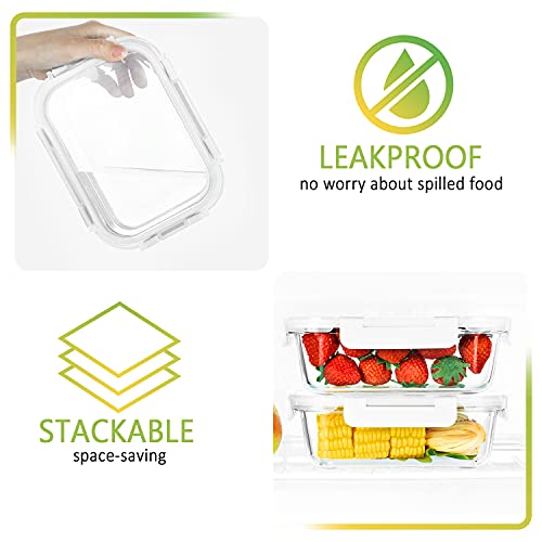 image for M MCIRCO [10-Pack,22 Oz Glass Meal Prep Containers,Glass Food Storage 