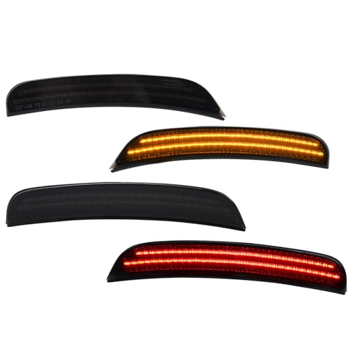 Bestview LED Side Marker Lights Compatible with Dodge Charger 2015-2023, Front Rear Bumper Marker Lamps Red & Amber Smoked Lens,4PCS
