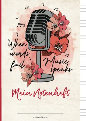 Bild: Notenheft Blanko: Sch�nes Notenlinienheft f�r 8 Systeme pro Seite mit gr��erer Lineatur zwischen den Zeilen ein Notenbuch A4 zum Aufschreiben von Noten und Musik das Geschenk f�r Musikerin f�r 6,99 EUR bei amazon.de
