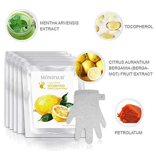 5 Pairs MOND'SUB Moisturizing Gloves | Natural & Organic Moisturizing Hand Mask for Dry Skins | Collagen Spa Treatment with Vitamin C| Professional Hydrating Gloves for Brightening & Whitening Skins