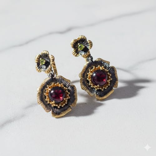 Boucles d'oreilles pendantes légères en grenat sans irritation d'oreilles