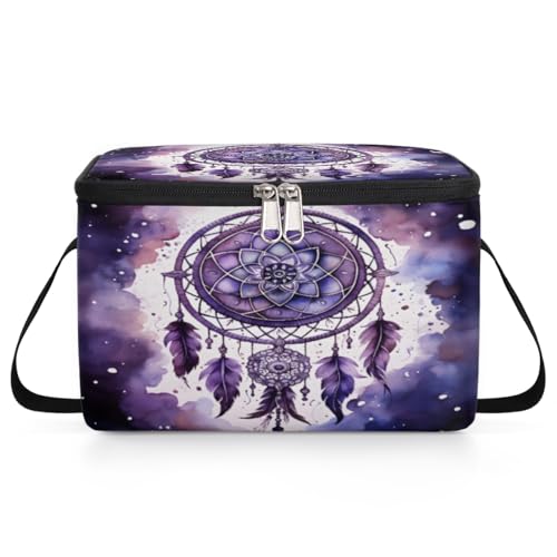 GzLeyigou Ethnic Pendants Lunch Bags for Women Men 9 Cans, Hot & Cold Food Delivery Bag Insulated Grocery Bag Insulated Lunch Box Dreamcatcher Cooler Bag for Office Work Picnic Beach