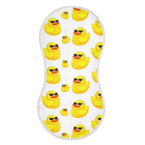 Duck Sunglasses Yellow Baby Burp Cloths Cotton Washcloths Soft Absorbent Burping Rags for Baby Girl Boys Muslin Burp Cloths 1 Pack