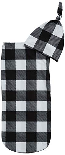 Image of Itzy Ritzy Cocoon & Hat Swaddle Set, Cutie Cocoon Includes Name Announcement Card & Matching Jersey Knit Cocoon & Hat Set, Perfect for Newborn Photos, for Ages 0 to 3 Months, Gingham