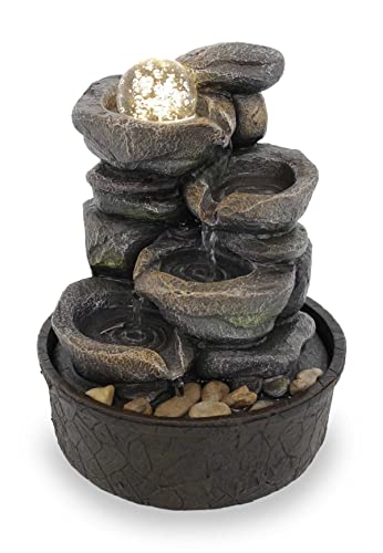 Kiom Zimmerbrunnen Tischbrunnen FoCascate Graubraun Led 26 cm 10974 Cover