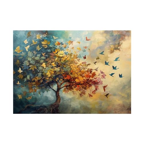 Arbre d'art abstrait coloré WODJEM : tableau décoration murale moderne 70x100