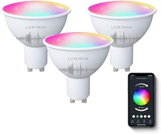 LUMIMAN GU10 Smart Bulb, Dimmable Colour Changing Alexa Light Bulbs, 5W=30W RGB Warm White LED Spotlights, Works with Alexa and Google Assistant, 400LM, No Hub Required, 3 Pack