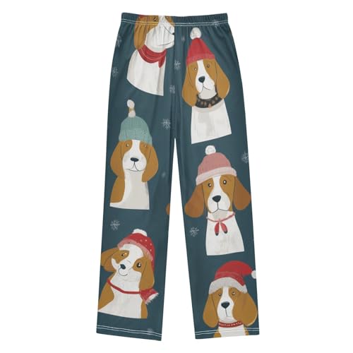 ZZXXB Winter Beagle Boys Long Pants Soft Trousers Elastic Waist Kids Lounge Bottoms with Pockets S-XL2