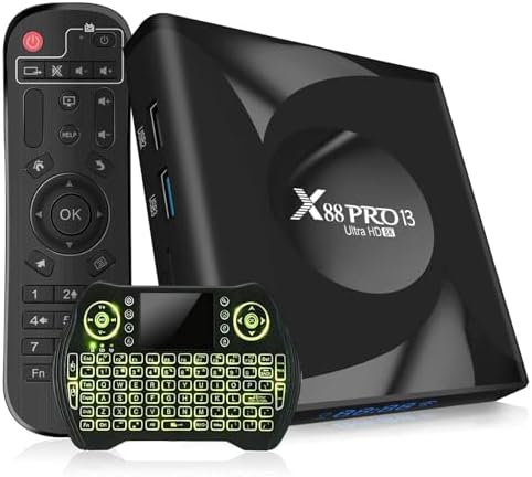 Android TV Box 2024, Android Box 13.0 OS 4GB RAM 32GB ROM, RK3528 Quad-Core, Support 8K Ultra HD, WiFi 6 Dual WiFi, Bluetooth 5.0, HDR10+ 4K Smart TV Box with Mini Wireless Keyboard