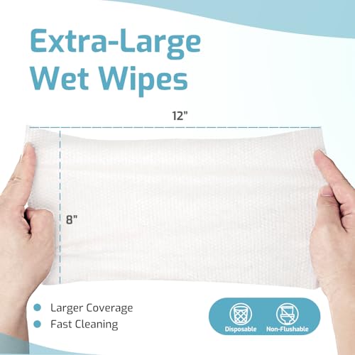 SUNKISS Trustplus Feuchttücher für Erwachsene, Extra Dick 20x30 cm Körperreinigungstücher mit Aloe für ältere Inkontinenz & Reinigung, Parfüm, 200 Stück (4 Packungen mit 50)