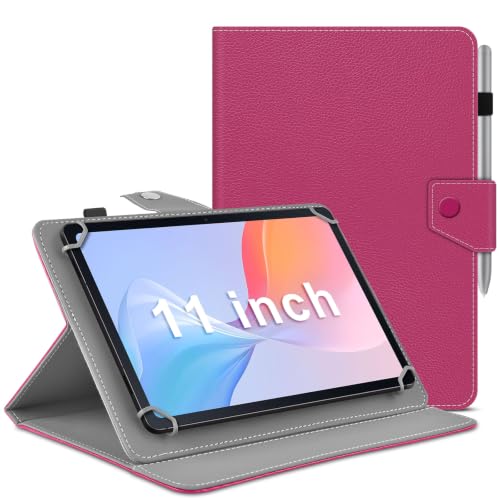 DETUOSI Universal 11 Inch Tablet Case with Pencil Holder, Rose red
