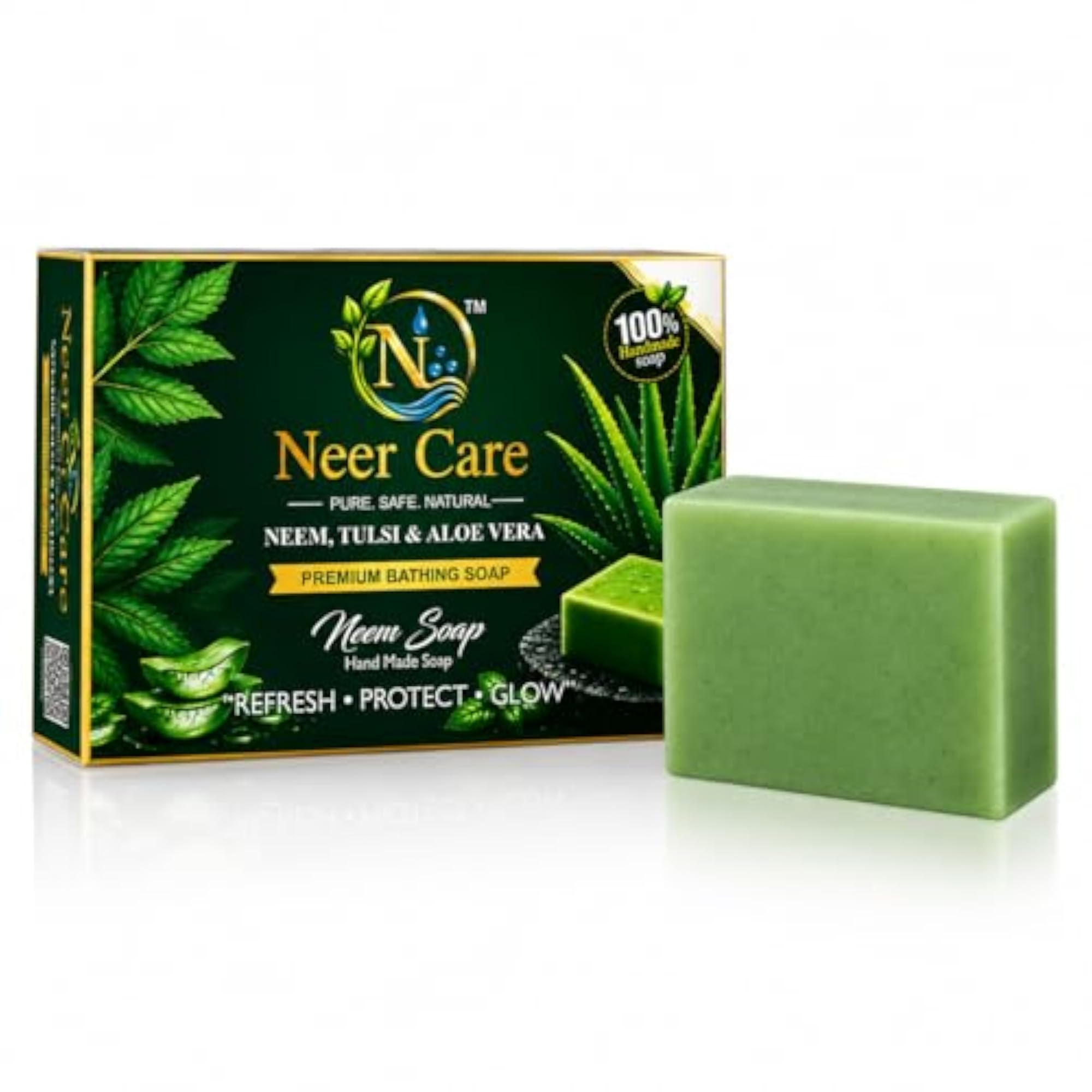 Natural Neem & Tulsi Soap, Handmade Chemical-Free