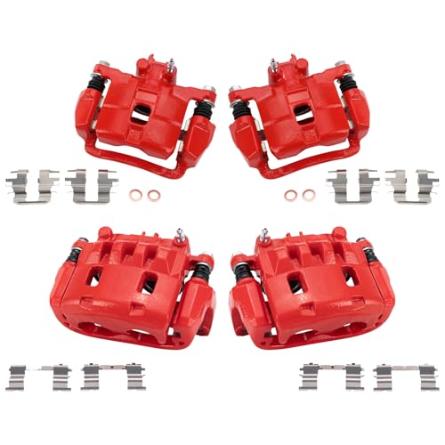 Image of TRQ Performance Front and Rear Brake Caliper Set Coated Brackets Compatible with 2004-2008 Subaru Forester 2004-2005 Impreza