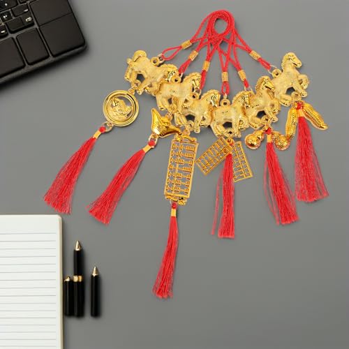 Decoración Año del Caballo 2026 sin deshilachado con borlas rojas chinas 5