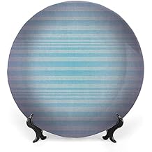Ceramic Plates, Modern Decorative Ceramic Plates, Abstract Rising Colors Motif with Minimalist Effects and, 10 Inch, for Dining, Parties, Wedding, Blue Purple