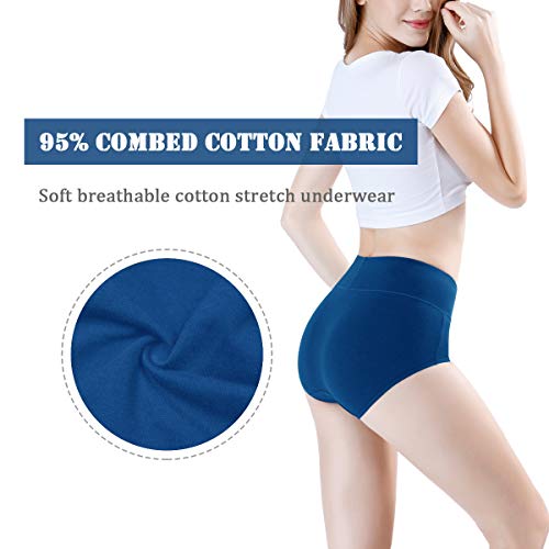 Image of wirarpa Women's Cotton Underwear High Waist Full Coverage Brief Panty Multipack