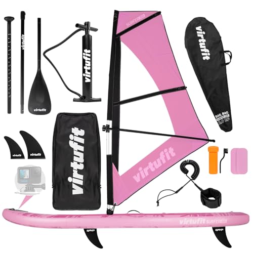 VirtuFit SUP Board Surfer 305 gonfiabile con vela da windsurf – Stand Up Paddle Board Rosai nkl. Accessori – Paddle – Pompa – Borsa per il trasporto – Supporto GoPro – Principiante – Avanzato – 305 x