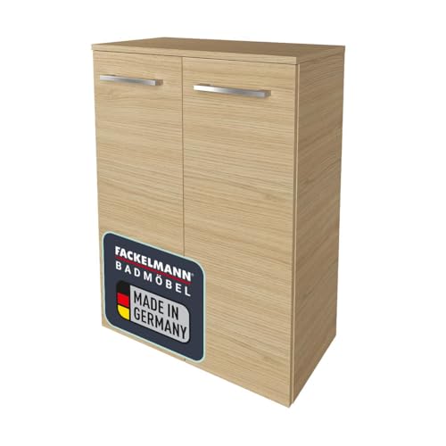 FACKELMANN Armario doble midi B.Style con bisagras amortiguadas. Dimensiones: 60,2 x 82,6 x 32 cm. Armario de baño de alta calidad con 2 puertas. Cuerpo y parte delantera: marrón claro